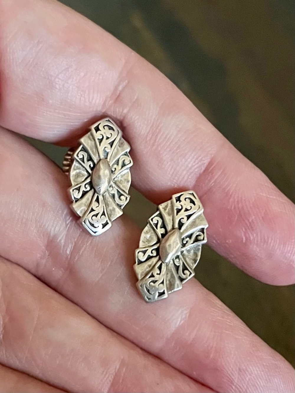 Vintage Lois Hill 925 Sterling Silver Signature Marquis Earrings